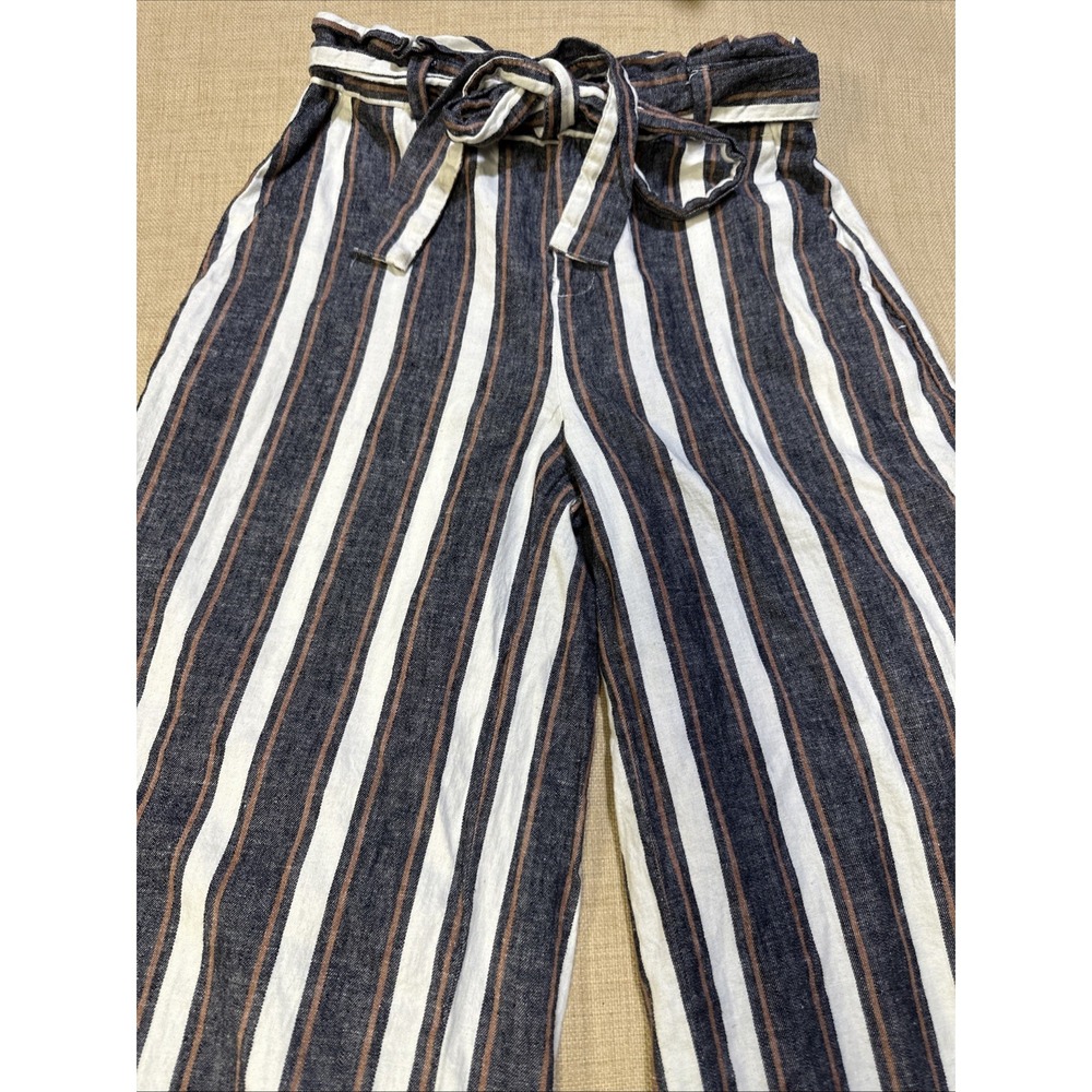 Banana Republic Womens Blake Crop Striped Long Pants Gray White Brown Size 2